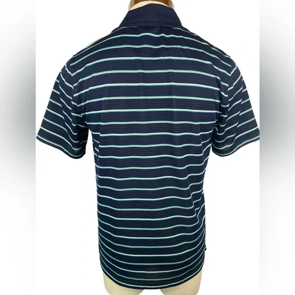Greg Norman Play Dry Navy Striped Golf Shirt Men’s Medium - Picture 2 of 3